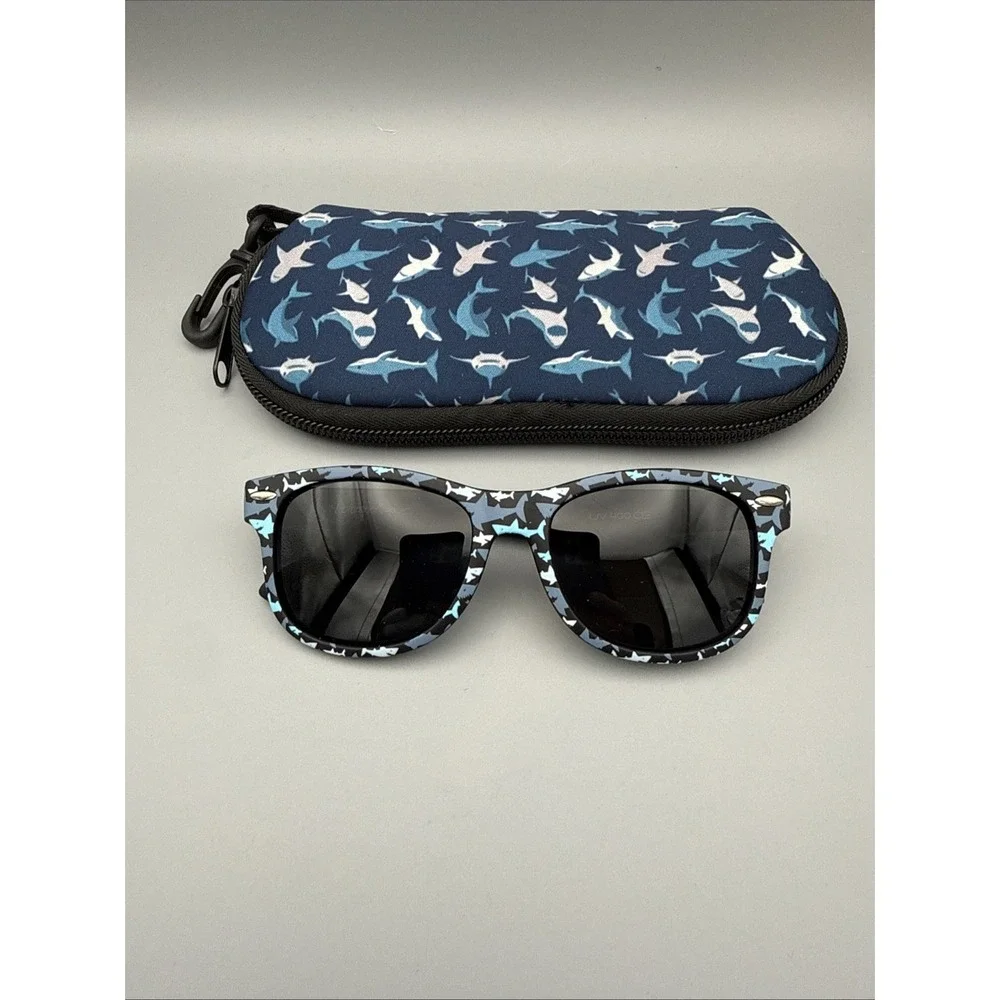 POLARSPEX CHILDREN'S POLARIZED SUNGLASSES Navy Shark UV400 protection & zip case